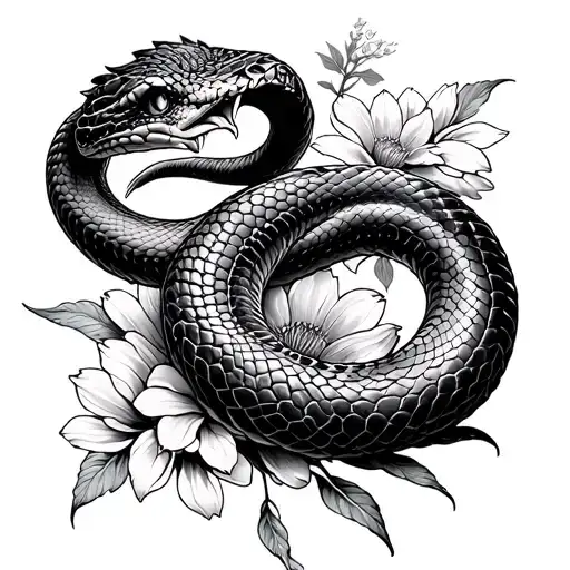 Evil Snake In Flowers