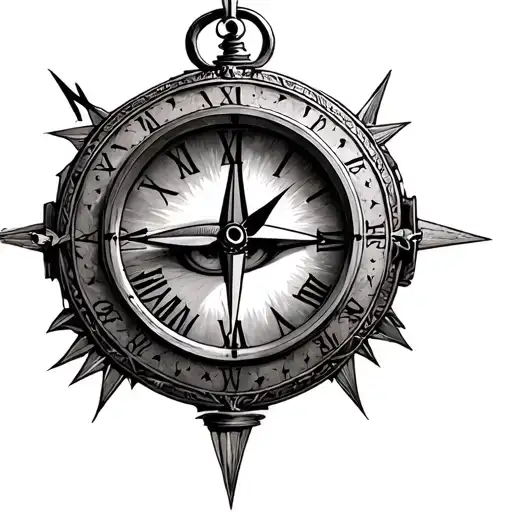 Compass W Roman Numeral Clock And W Eye Socket Incenter