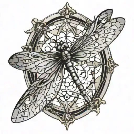 Dragon Fly With Stained Glass Wings Symmetrical