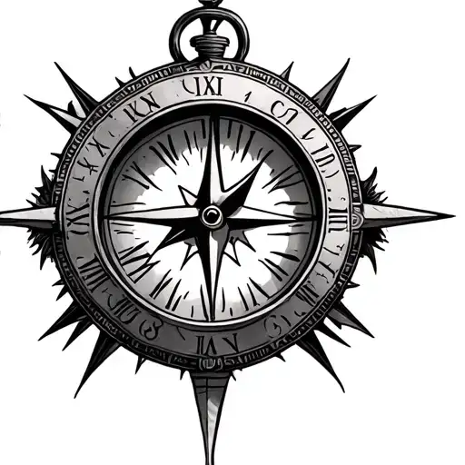 Compass W Roman Numeral Clock And W Eye Socket Incenter