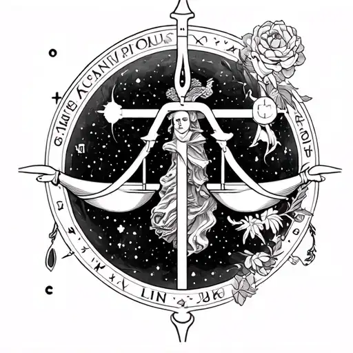 On The Forearm The Astrological Sign Aquarius And Libra