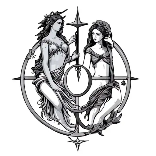 On The Forearm The Astrological Sign Aquarius And Libra
