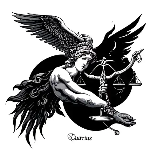 On The Forearm The Astrological Sign Aquarius And Libra