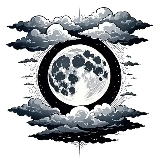 Full Moon And Clouds Around It