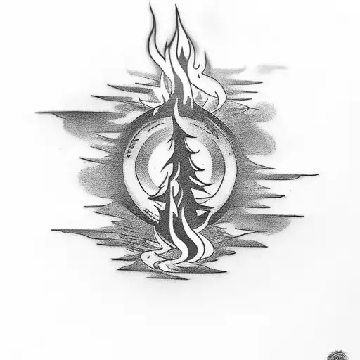 Design A Tattoo Featuring A Fire In The Middle Of Dense Forest