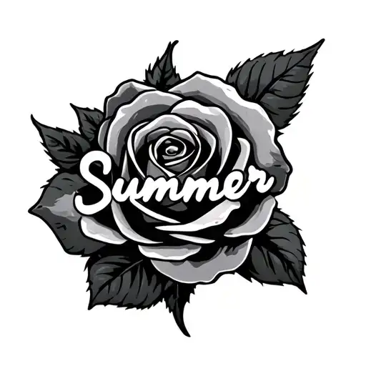 Rose With The Name Summer In Cursive