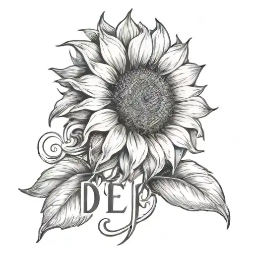A Sunflower With The Word 'Dye' Hidden Within The Petals In A Cool Font