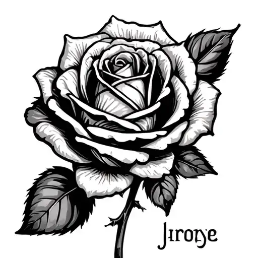 Rose Name In Stem Curving Around Spelling