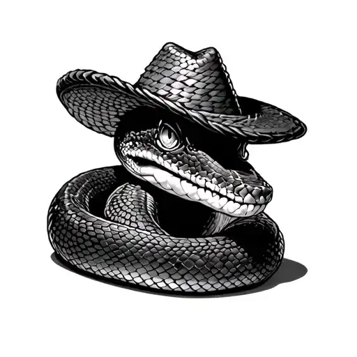 Snake With A Small Straw Hat