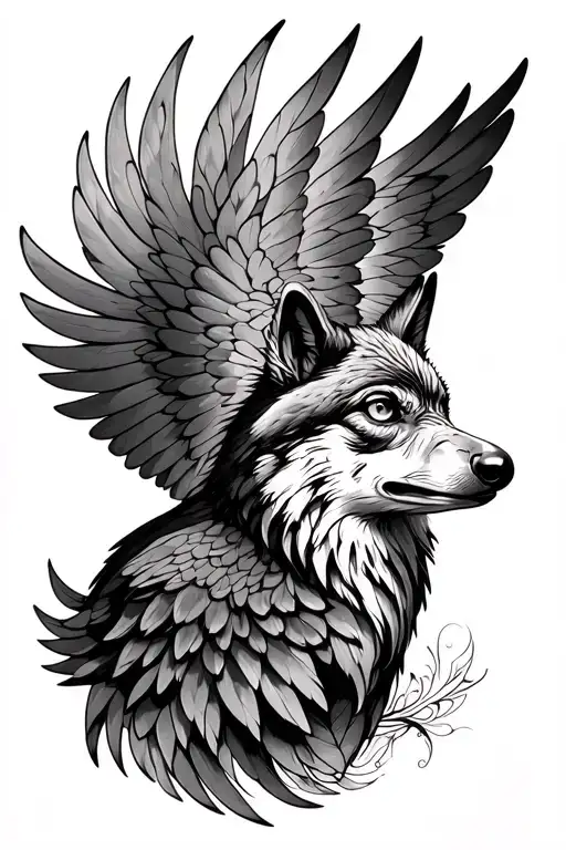 Vegvisir Wolf Butterfly Hawk Angel Wings