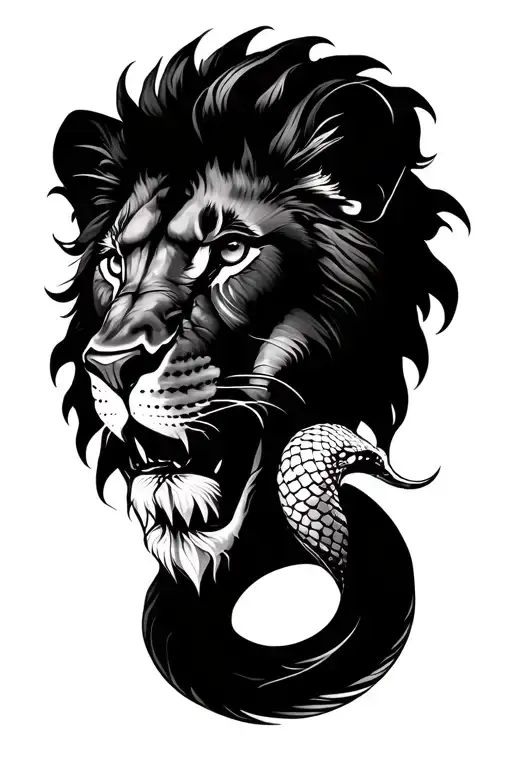 Snake And Lion Micro Realism