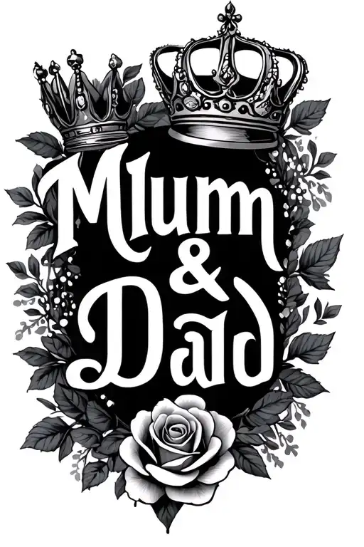 Mum & Dad Wording With Crowns And Roses