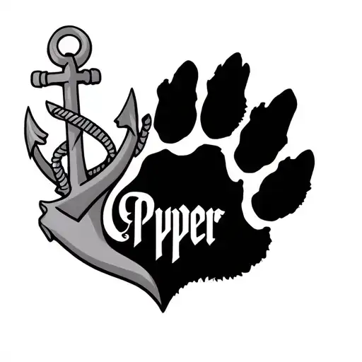 Dog Paw With Anchor At An Angle On Top Of It With Words Pyper In The Center