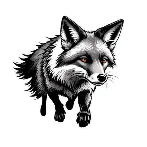 Running Fox From The Side View Point