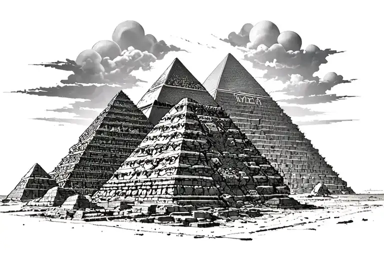 Line Art Giza Pyramids