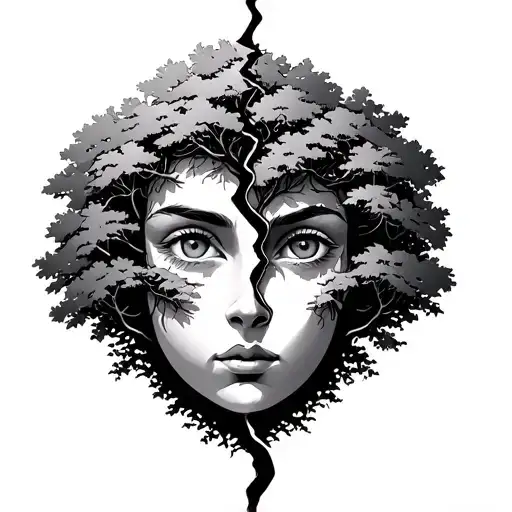 Sycamore Tree With A Face Splitting In Two