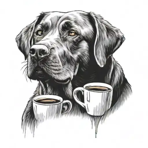 Labrador Drinking Coffee While Relaxing