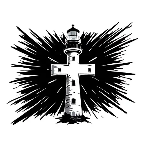 Lighthouse Shining Light As Cross