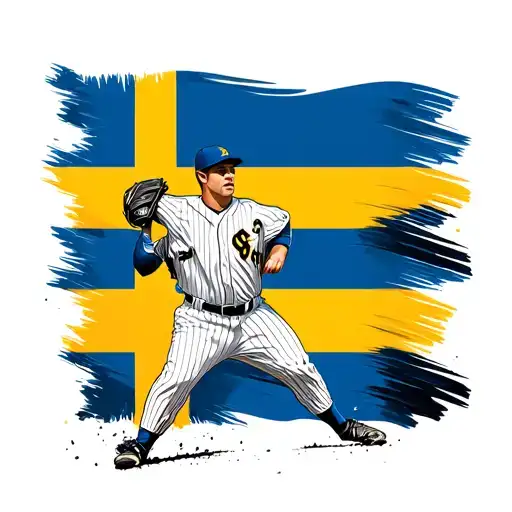 Baseball Player From Sweden Flag Background
