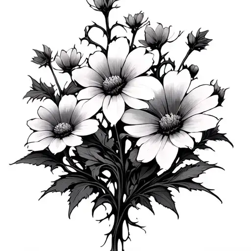 Cybersigilism Wildflowers Growing From Vine Of Thorns