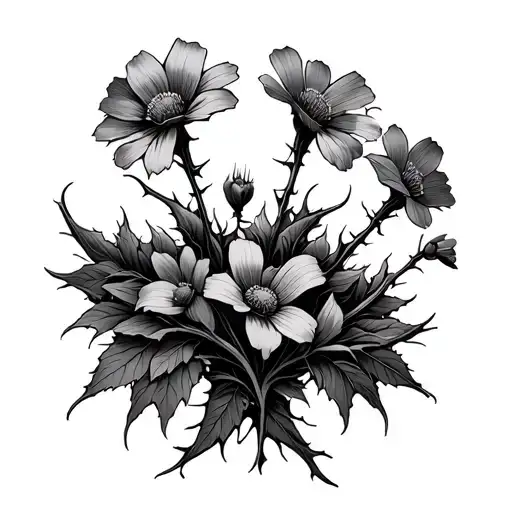 Cybersigilism Wildflowers Growing From Vine Of Thorns