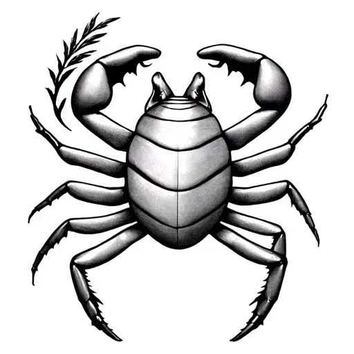 Cancer Zodiac Nartical Theme Tattoo Simple