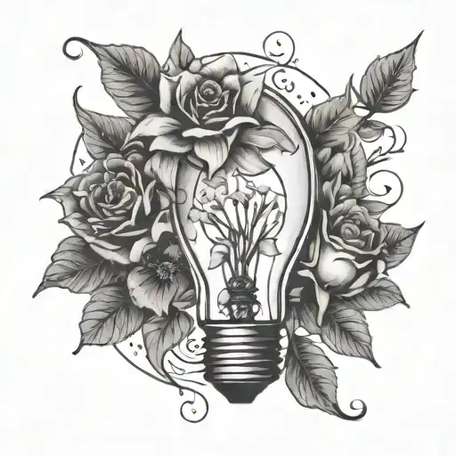 Broken Lightbulb With Flowers Growing Inside