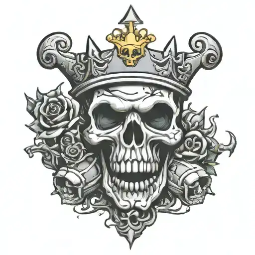 Toxic Waste Symbol With Crown On Skull
