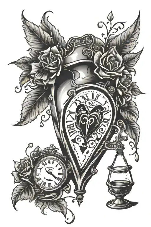 Bleeding Heart Above A Broken Hour Glass