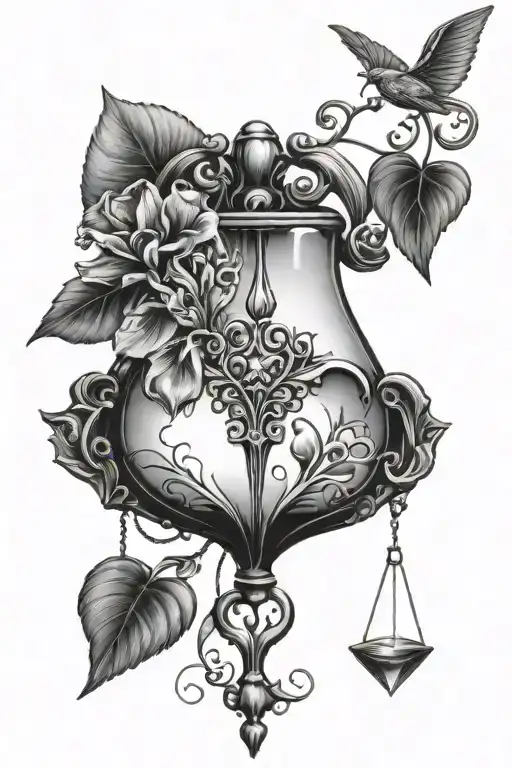 Bleeding Heart Above A Broken Hour Glass