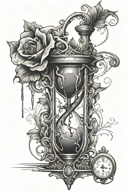 Heart Bleeding Into A Broken Hour Glass