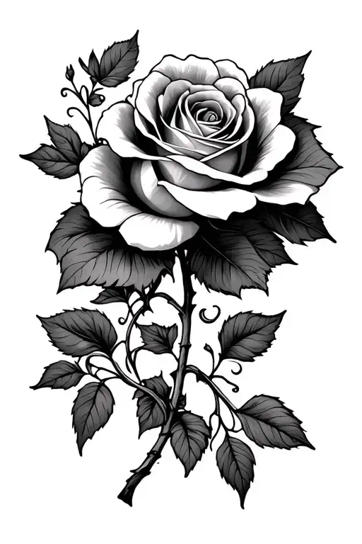 Rose Intertwined With Morning Glory Vine