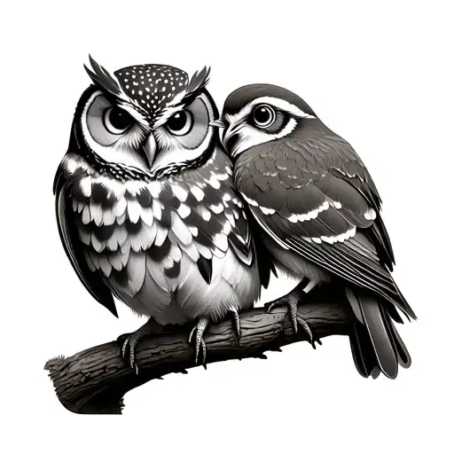 Owl And Bobwhite Snuggling