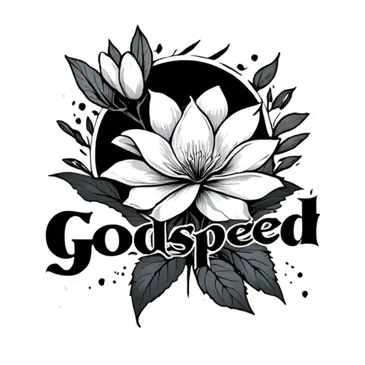 The Word Godspeed And Magnolia Flower