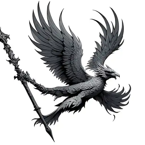 Flying Phoenix Carrying Bo Staff