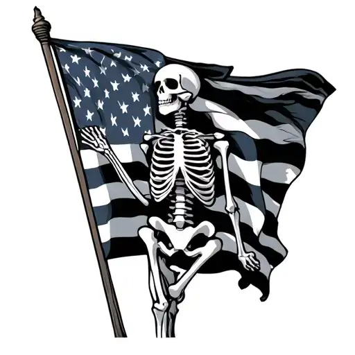 Skeleton Holding Flag