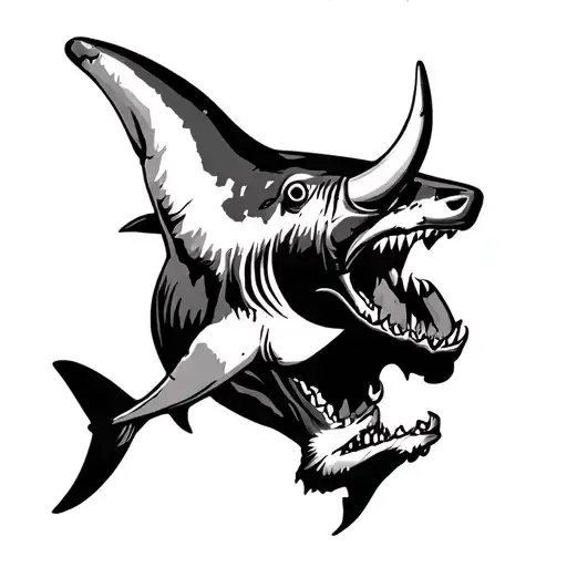 Old World Map Incorporating A Bull And A Shark