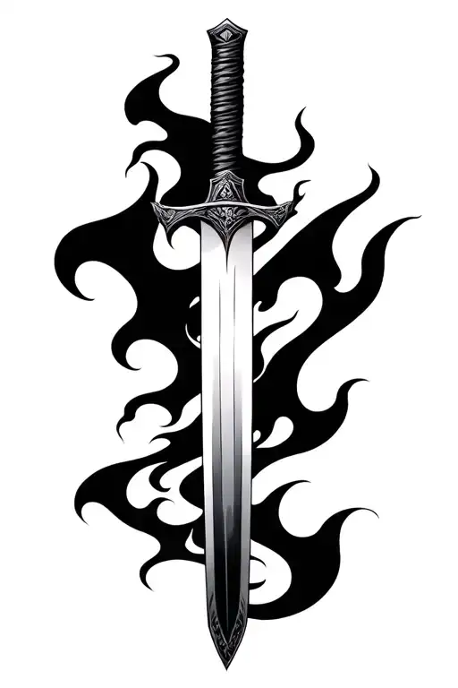 Katana Covered By Flames