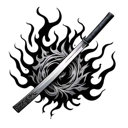 Katana Covered By Flames