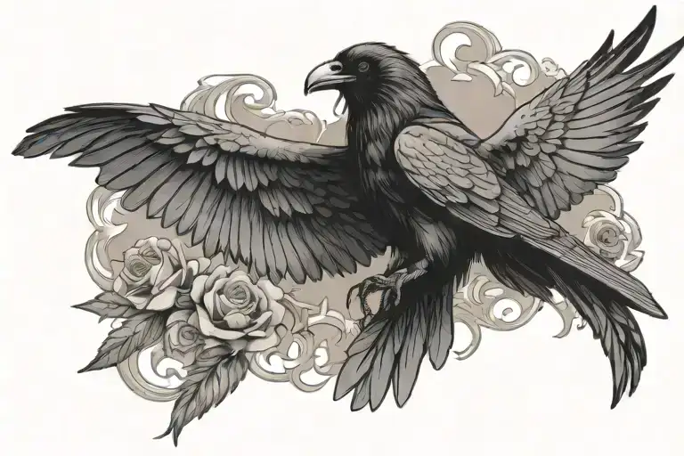 Raven Flying And Soldier Holding