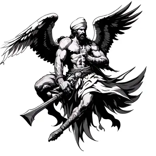 Sikh Warrior Angel Fighting