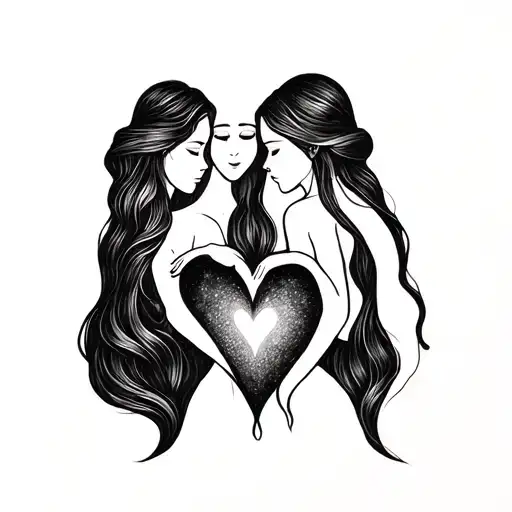 Three Sister Small Heart Simple