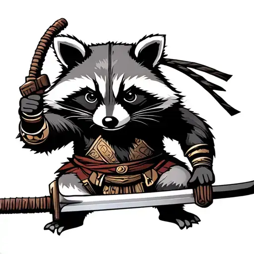 Samurai Raccoon Holding Sword
