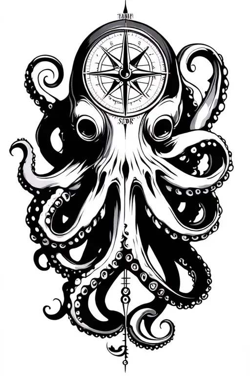 Octopus Compass Arm Sleeve Wrap Design Inspired