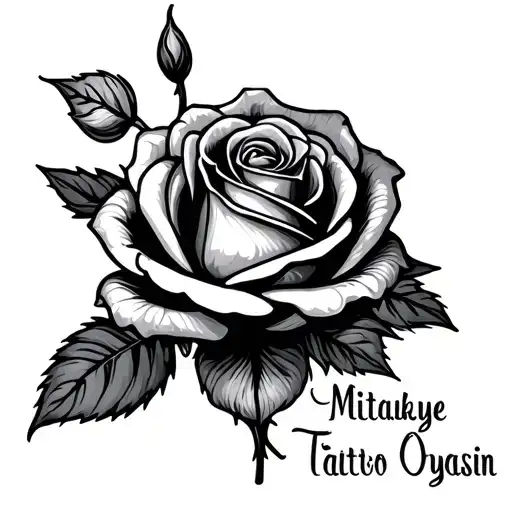 Rose Intertwined With Words Mitakuye Oyasin In Petal