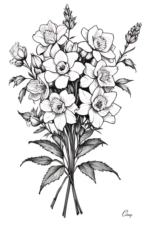 Rose Larkspur Narcissus Bouquet