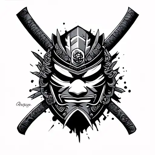 Samurai Mask Merged With Katana