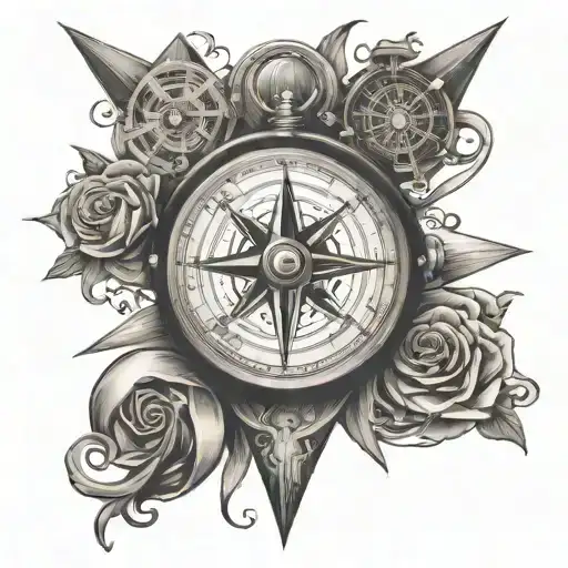 Compass Points At Heart Shape