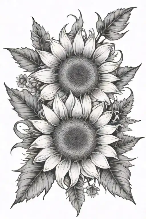 Sunflower Daisy Thistle Intertwined