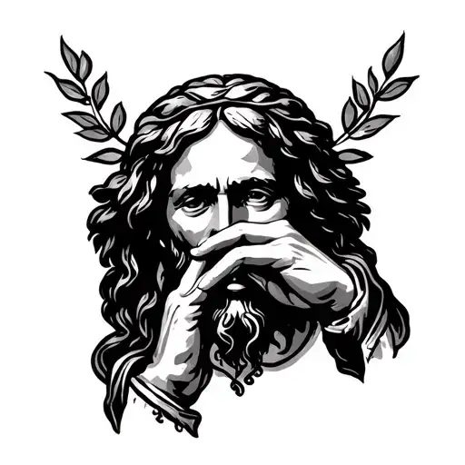 Laurel Wreath And Crossed Fingers Like Jesus